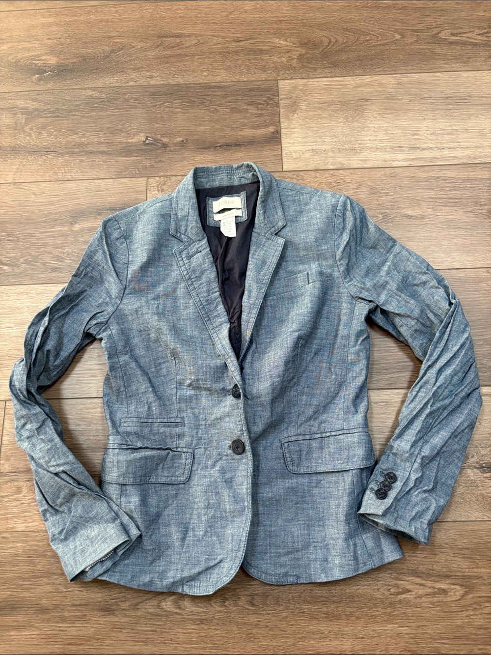 J. Crew Chambray Denim 100% Cotton Schoolboy Blazer